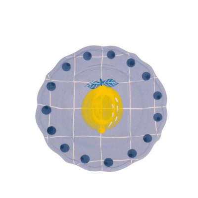 Quadri Piatto frutta lavanda bordo pois blu Bitossi Home