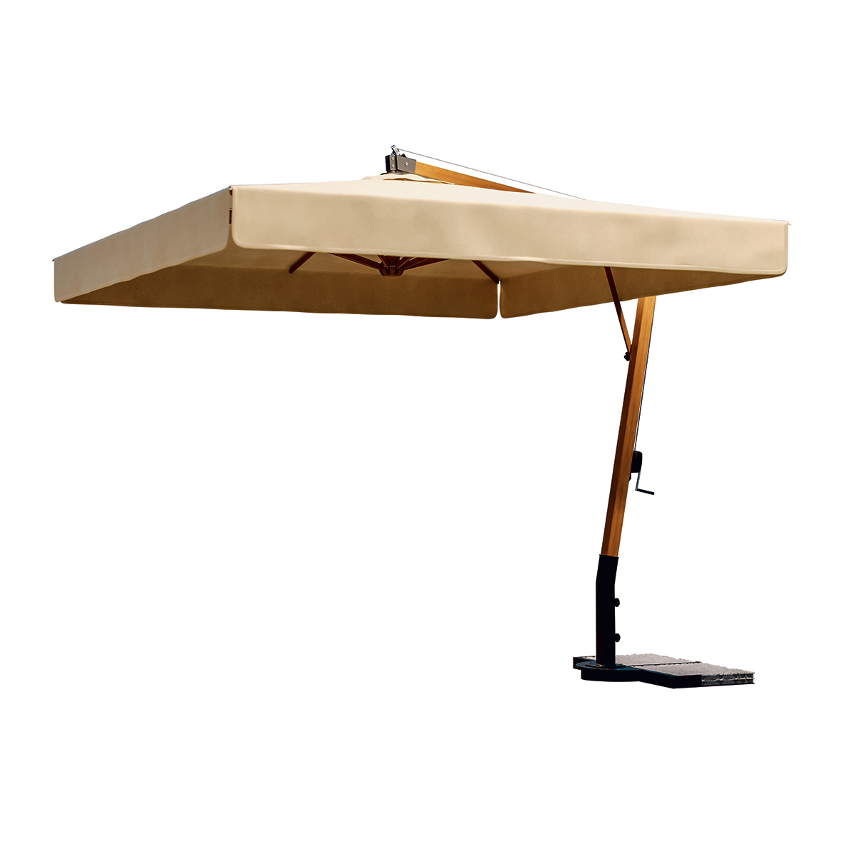 Juskys Ombrellone A Braccio Libero Brazil Con LED Solari - 300/350 Cm - Incl. Base E Manovella - Grigio