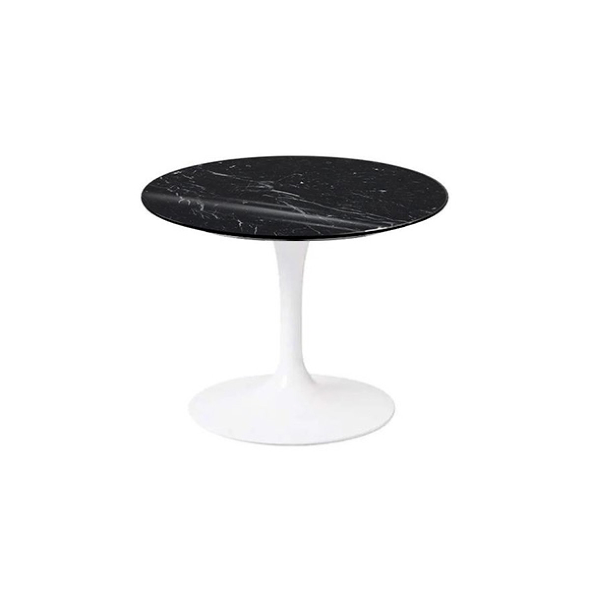 Knoll Saarinen Tavolino Tulip Ø 51 H 37 Bianco-Marmo Nero Marquina