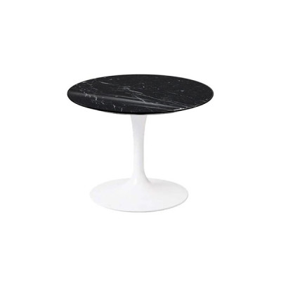 Knoll Saarinen Tavolino Tulip Ø 51 H 37 Bianco-Marmo Nero Marquina