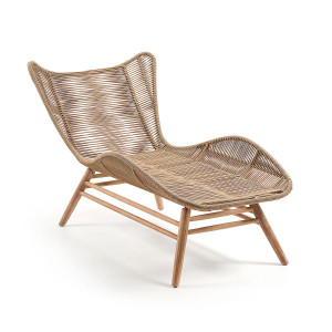 Sdraio Kubic legno d'eucalipto e corda beige