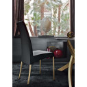 Sedia Aida Bontempi Casa Rivestimento Pelle Ecologica Nero Gambe Oro 