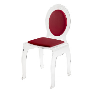 Sedia Charme con cuscino in ecopelle rosso