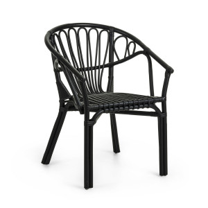 Sedia con braccioli Corynn rattan nero