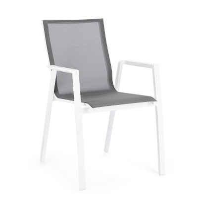 Sedia con braccioli Krion bianco