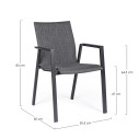 Sedia con braccioli Odeon antracite Bizzotto dimensioni