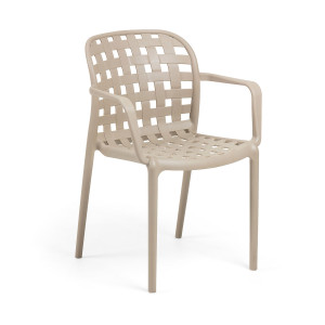 Sedia con braccioli Onha in plastica beige