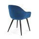 Sedia Fabia in velluto blu e gambe in acciaio finitura nera vista