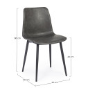 Sedia Kyra pu antracite vintage Bizzotto dimensioni