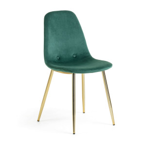 Sedia Lissy velluto verde pino gambe metallo dorato