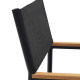 Sedia pieghevole 100% da esterno Llado alluminio nero braccioli in legno massello di teca Kave Home dettaglio