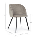 Sedia Queen Velvet Tortora Bizzotto dimensioni