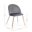 Sedia Tanya velluto grigio scuro Bizzotto dimensioni