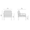 Set divano Komodo 2 Posti con 2 poltrone Komodo dimensioni Nardi