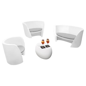 Set divano Rap con 2 poltrone Rap e tavolino