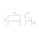 Set da giardino Panchina Net bench + 2 Poltrone Net Relax + 1 Tavolino Net Dimensioni Panchina Net bench