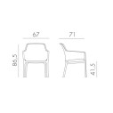 Set da giardino Panchina Net bench + 2 Poltrone Net Relax + 1 Tavolino Net Dimensioni Poltrona Net Relax