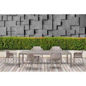 Set tavolo Rio 210 Extensible Tortora con 6 sedie Net Tortora