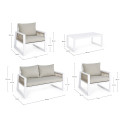 Set4 Salotto Captiva bianco Bizzotto dimensioni