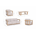 Set Salotto Theseus naturale Bizzotto dimensioni