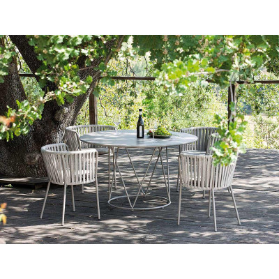 Set Tavolo Daisy Ø130 e 4 Poltrone Daisy Rope