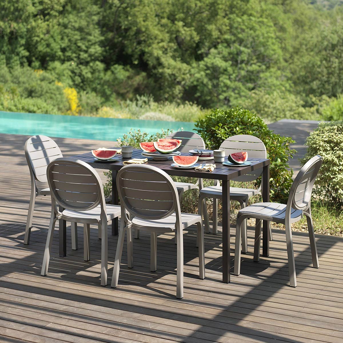 Set tavolo Cube 140x80 con sedie Erica NARDI OUTDOOR