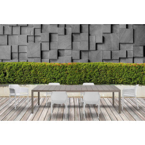 Set tavolo Rio 140 Extensible Tortora con 6 sedie Net Bianche