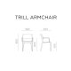 Set tavolo Rio 140 con 6 poltroncine Trill Nardi - Trill Armchair dimensioni