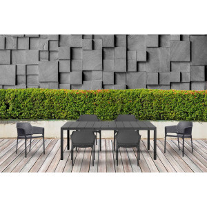 Set tavolo Rio 140 Extensible Antracite con 6 sedie Net Antracite