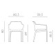 Set tavolo Rio 140 Extensible Bianco con 6 sedie Net Tortora Nardi dimensioni
