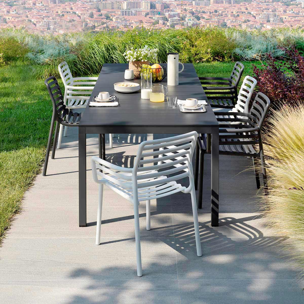 Set tavolo Rio 140 con 4 sedie Doga Bistrot NARDI OUTDOOR DESIGNPERTE.IT