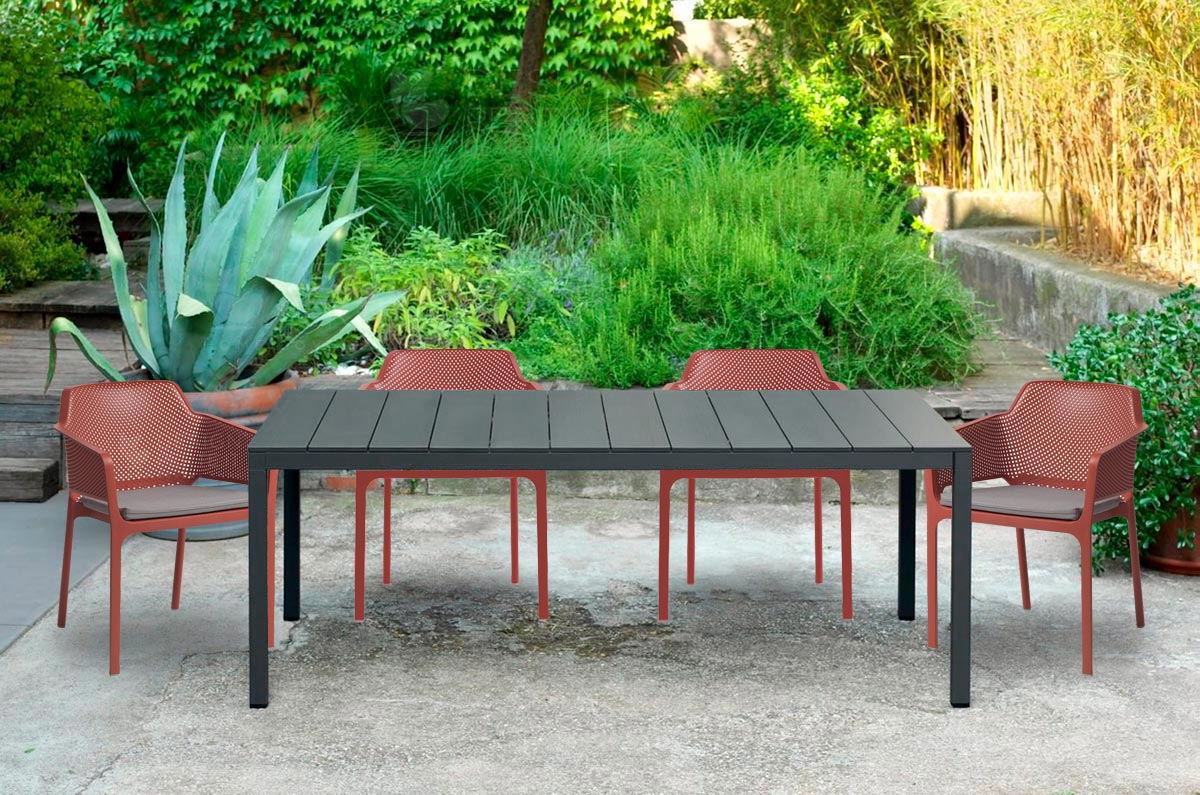 Set tavolo Rio 140 con 4 sedie Net NARDI OUTDOOR DESIGNPERTE.IT