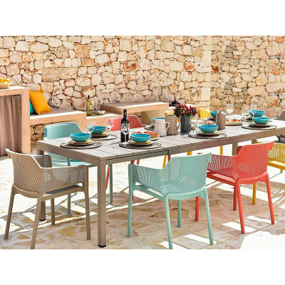 Set tavolo Rio 140 con 6 sedie Net Multicolor