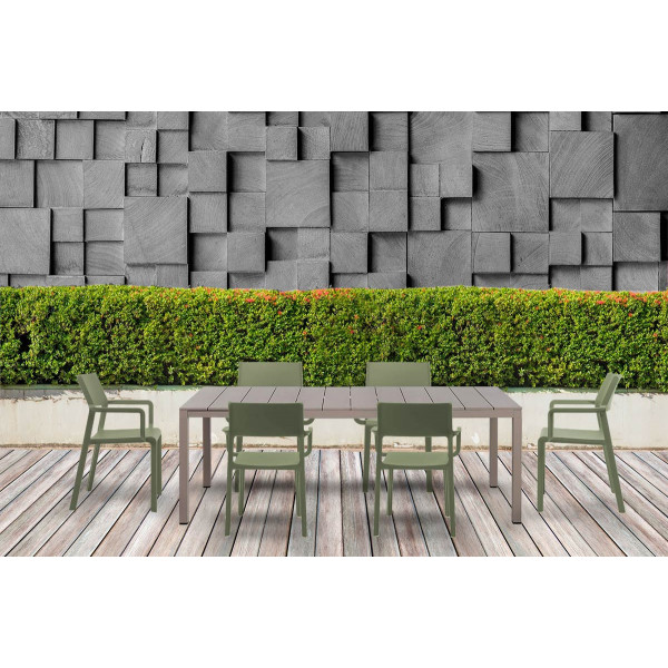 Set tavolo Rio 140 Extensible Tortora con 6 poltroncine Trill Agave