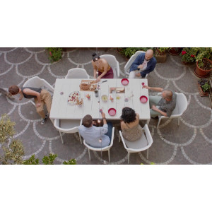 Set tavolo Rio 210/280 Bianco con 6 sedie Net Bianche