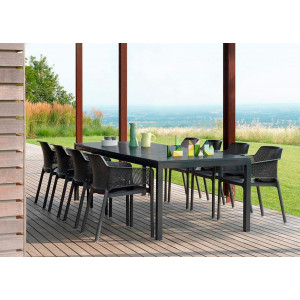 Set tavolo Rio 210/280 Antracite con 6 sedie Net Antracite