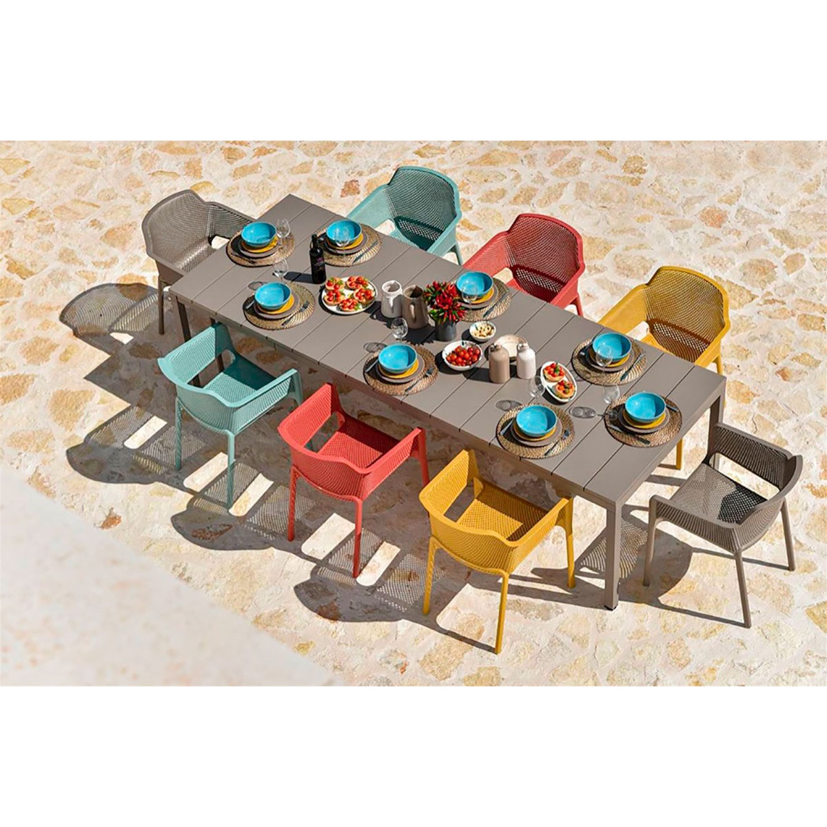 Set Tavolo Rio 210 Con 8 Sedie Net Multicolor NARDI DESIGNPERTE IT Set Tavolo Rio 210 Con 8 Sedie Net Multicolor NARDI DESIGNPERTE IT