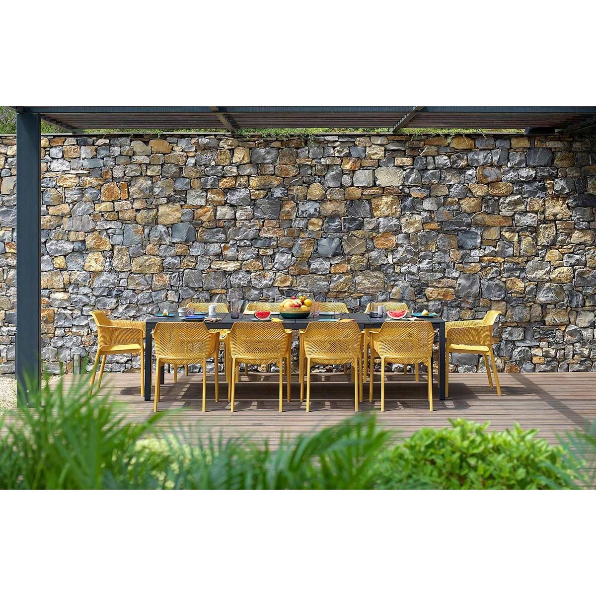 Set tavolo Rio 210 con 8 sedie Net