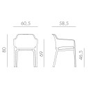 Set tavolo Rio 140 Extensible Tortora con 6 sedie Net Tortora Nardi dimensioni
