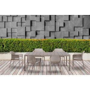 Set tavolo Rio 140 Extensible Tortora con 6 sedie Net Tortora