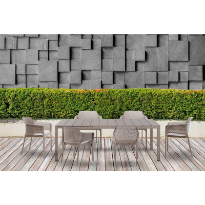 Set tavolo Rio 140 Extensible Tortora con 6 sedie Net Tortora