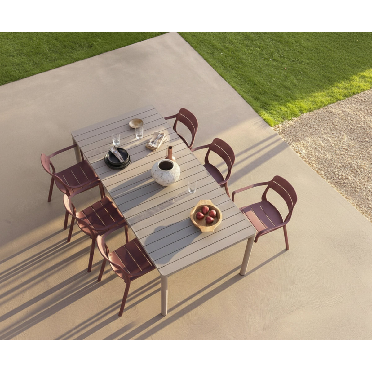 Set tavolo Tevere 147 Extensible con 6 Cassia Armachair