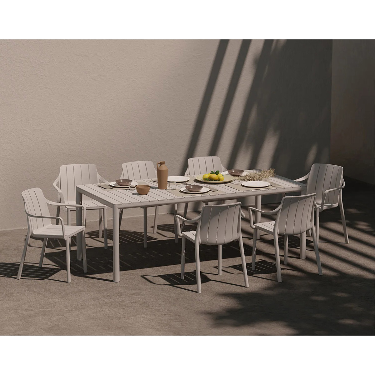 Set tavolo Tevere 210 Extensible con 10 Tiberina Armchair