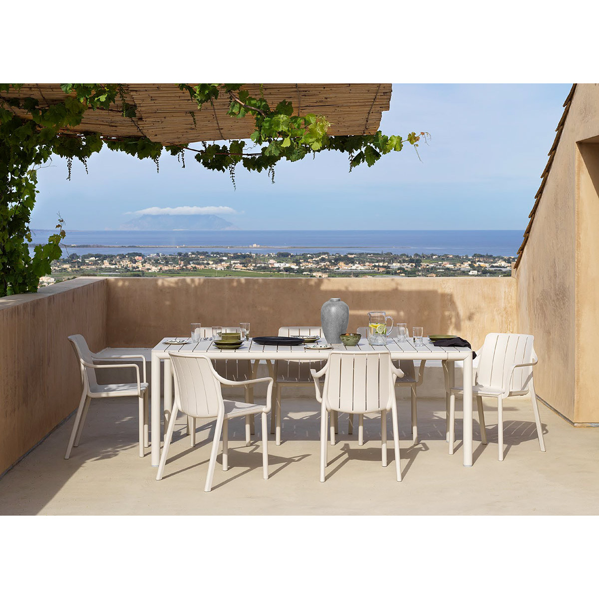 Set tavolo Tevere 210 Extensible con 8 Tiberina Armchair