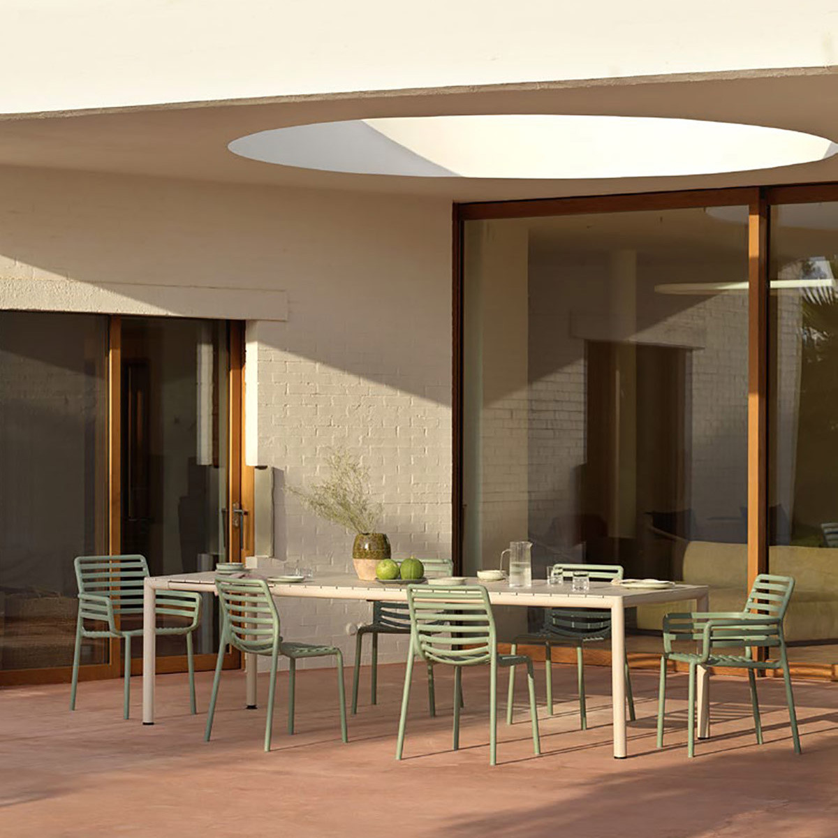 Set tavolo Tevere 210 Extensible con 6 Doga Armchair