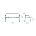 Emu Set Yard divano con 2 poltrone lounge e tavolino 60x60 dimensioni