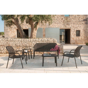 Set Yard divano con 2 poltrone lounge e tavolino 60x60