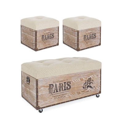 Set Di 2 Bauli Decorativi Vintage In Legno - Fascino Shabby Chic Per Soggiorno, Camera O Matrimonio
