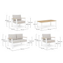 Set4 Salotto Belmar bianco Bizzotto dimensioni