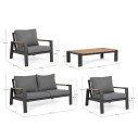 Set4 Salotto Einar antracite Bizzotto dimensioni